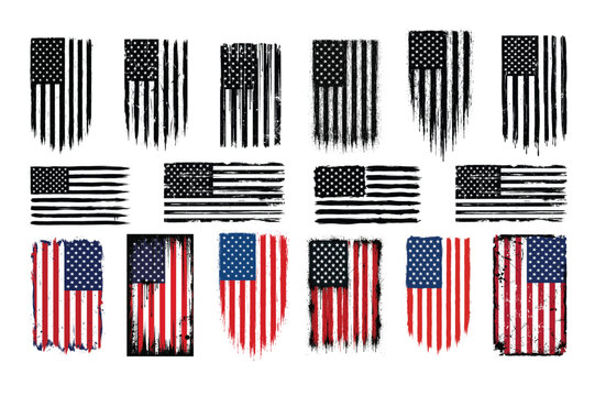 Distressed Grunge American Flag Set