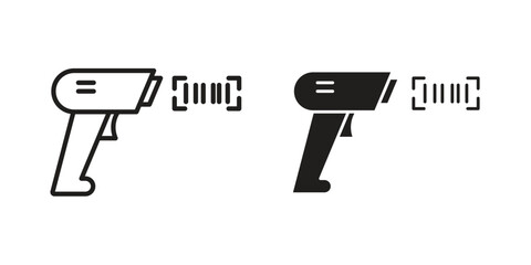 Scanner gun icons Concepts. black solid and line stroke designs for web and app use