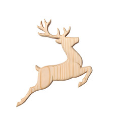 Wooden Jumping Reindeer isolated on transparent background