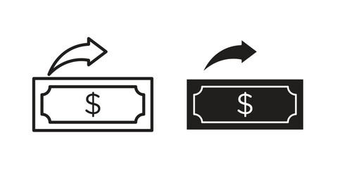 Send money icons Concepts. black solid and line stroke designs for web and app use