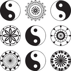 Yin Yang Symbol and Mandala Designs for Balance and Harmony