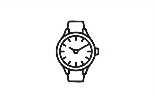 Timepiece outline icon for organizational apps and scheduling modules