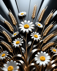 Naklejka premium Daisies on black background