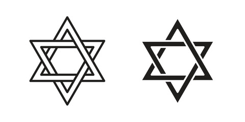 Star of David icons Concepts. black solid and line stroke designs for web and app use