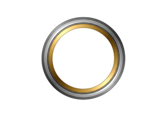 Ornate oval frame with metallic gold and silver accents isolated on transparent background