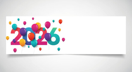 Celebrate the vibrant new year 2026 with festive balloons and colorful design