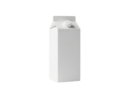 White milk carton isolated on transparent background