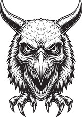 Intricate Gryphon Illustration with Sharp Claws and Fierce Gaze Depicting Power and Majesty