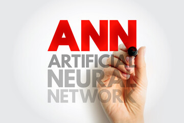ANN Artificial Neural Network term handwritten with marker. Machine learning and artificial...