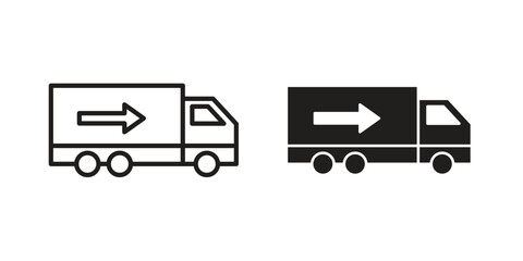 Truck arrow icons Concepts. black solid and line stroke designs for web and app use