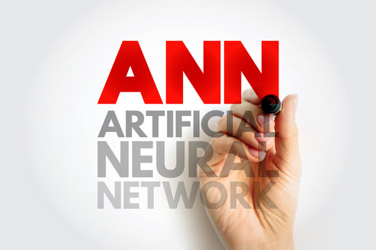 ANN Artificial Neural Network term handwritten with marker. Machine learning and artificial intelligence concept representing data processing and modeling systems