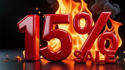 Hot 15 percent sale event now with fiery animation for your business to boost revenue quickly - Powered by Adobe