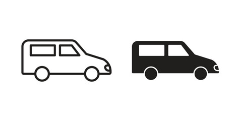 Van icons Concepts. black solid and line stroke designs for web and app use