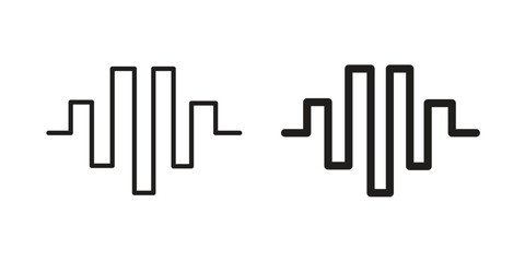 Wave square icons Concepts. black solid and line stroke designs for web and app use