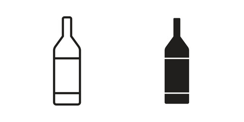Wine bottle icons Concepts. black solid and line stroke designs for web and app use