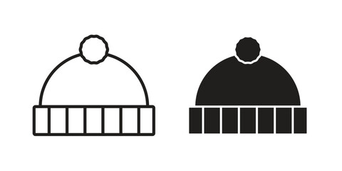 Winter hat icons Concepts. black solid and line stroke designs for web and app use © Raj