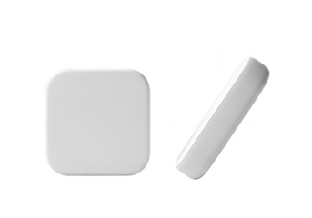 Two white chalk pieces one square and one cylindrical isolated on transparent background