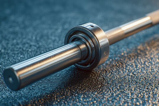 Gleaming steel shaft with a mounted ball bearing, showcasing industrial precision and metallic texture.