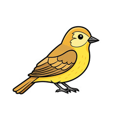 Obraz premium Cute Yellow Bird Cartoon Vector Illustration