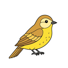Cute Yellow Bird Cartoon Vector Illustration