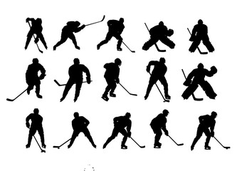 Obraz premium Ice hockey player silhouette set - vector illustration