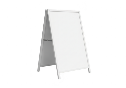 White aframe sandwich board sign isolated on transparent background