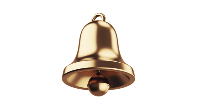 3D Bell Icon Isolated on Transparent Background