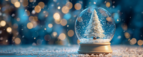 Shiny Christmas Tree In Snow Globe