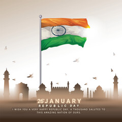 Creative vector Banner Design Illustration Of Republic Day India (26 January)
