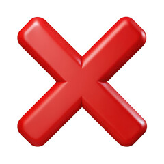 Obraz premium Bold red x symbol with glossy texture for digital interfaces and error notifications