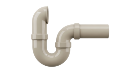 Isolated Drain pipe p-trap, plumbing fitting for sink or water drain, isolated for projects
