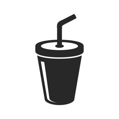 Drink with straw icon in flat style. Soda vector illustration on isolated background. Cocktail sign business concept.