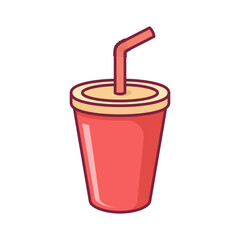 Drink with straw icon in flat style. Soda vector illustration on isolated background. Cocktail sign business concept.