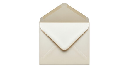 Isolated open envelope for a love letter or wedding invitation against a neutral backdrop