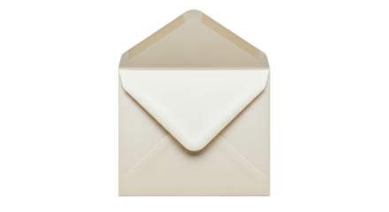 Isolated open envelope for a love letter or wedding invitation against a neutral backdrop