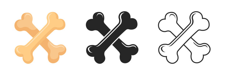 Dog bone icon in flat style. Animal cookie vector illustration on isolated background. Skeleton bones sign business concept.