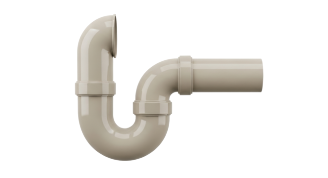 Isolated Drain pipe p-trap, plumbing fitting for sink or water drain, isolated for projects
