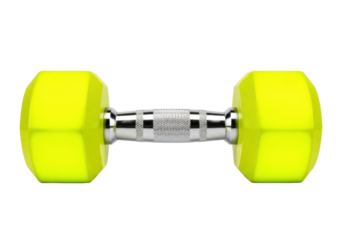 Isolated yellow dumbbell for workout at the gym or at home as weightlifting fitness equipment