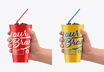 Soda Cup Mockup in Hand