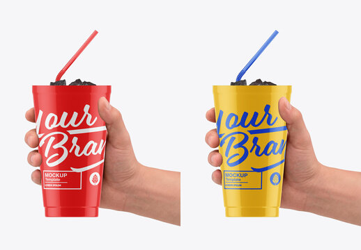 Soda Cup Mockup in Hand