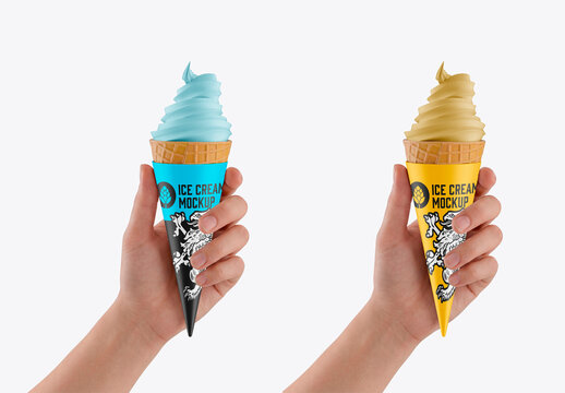 Ice Cream Cone Mockup in Hand
