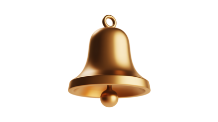 3D Bell Icon Isolated on Transparent Background