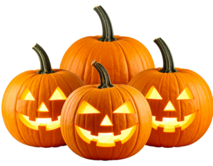  Festive Orange Pumpkin Set with Happy Expressions PNG