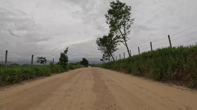 POV Bike Ride on Dirt Road Between Roseira and Aparecida &ndash; Rural S&atilde;o Paulo
