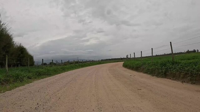 POV Bike Ride on Dirt Road Between Roseira and Aparecida &ndash; Rural S&atilde;o Paulo