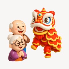 Joyful celebration with lion dance.