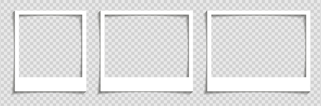 Realistic polaroid empty photo frame mock up with shadow Vector illustration