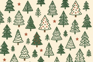 Obraz premium Festive evergreen pattern illustration background