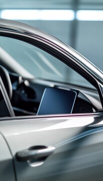 Close-Up of Car Window with Modern Ceramic Film for UV Ray Protection and Solar Heat Clarity