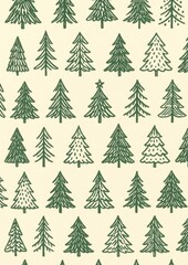 Obraz premium Charming evergreen tree pattern.